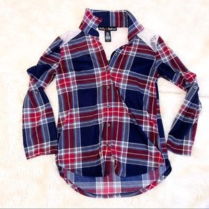 Polly and Esther | plaid flannel with lace